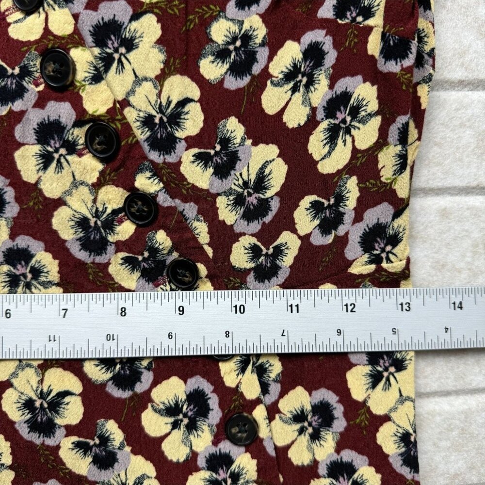 Madewell Floral Wrap Dress Short Sleeve Red Multicolor Size 0 - Picture 13 of 14